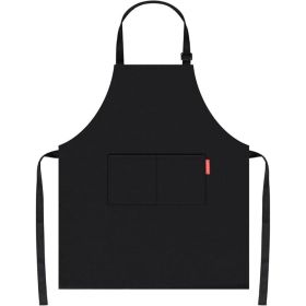 Professional Adjustable Black 100% Cotton Apron with 2 Pockets Cooking Kitchen Chef Women Men Aprons for Home Kitchen, Restaurant, Coffee House